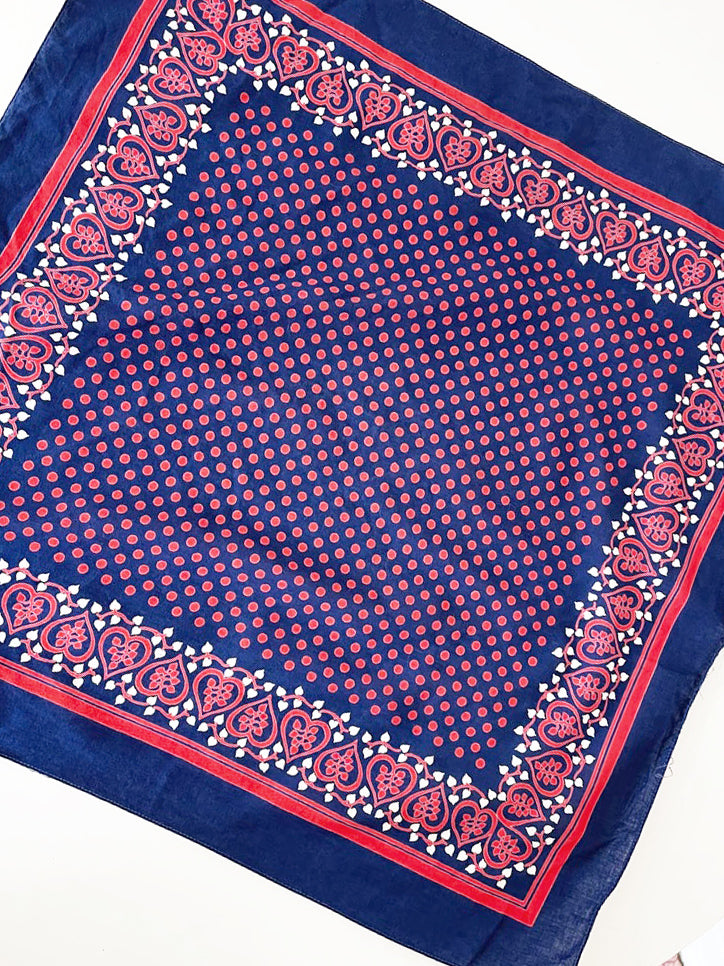 vintage polka dot print square bandana