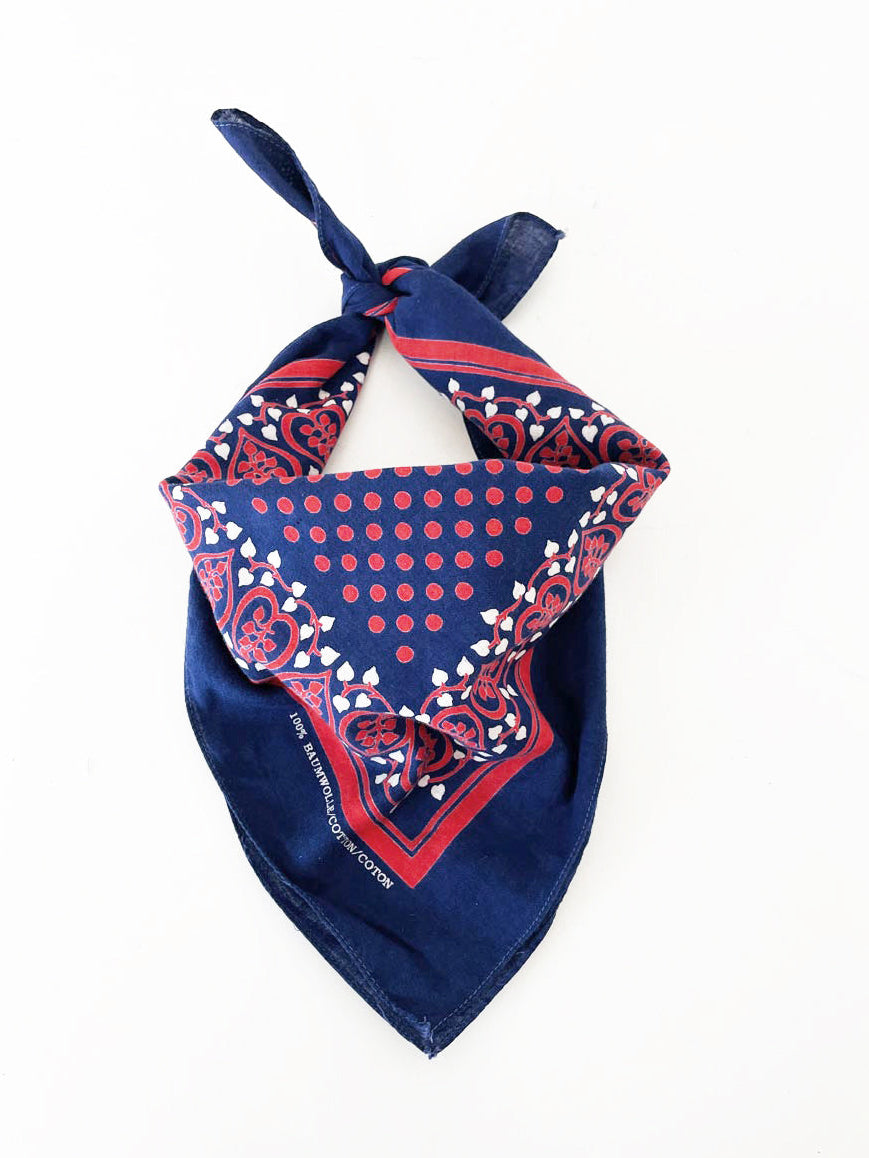 vintage polka dot print square bandana