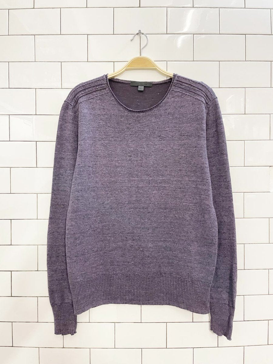 john varvatos linen - blend light knit sweater - good market thrift store