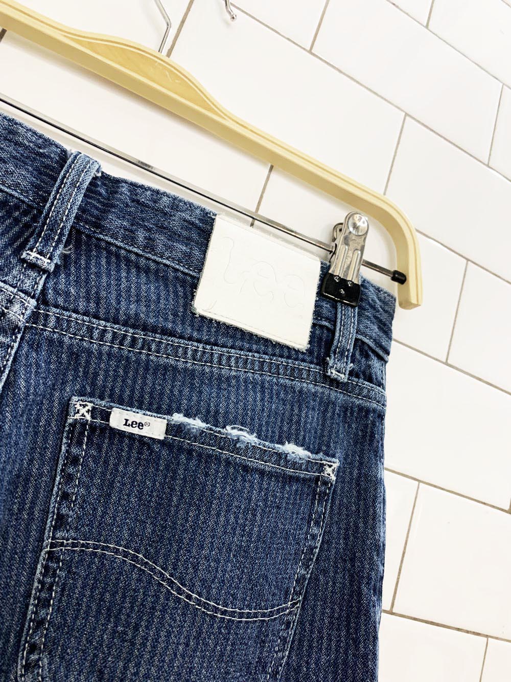 vintage 00s lee striped denim bootcut jeans