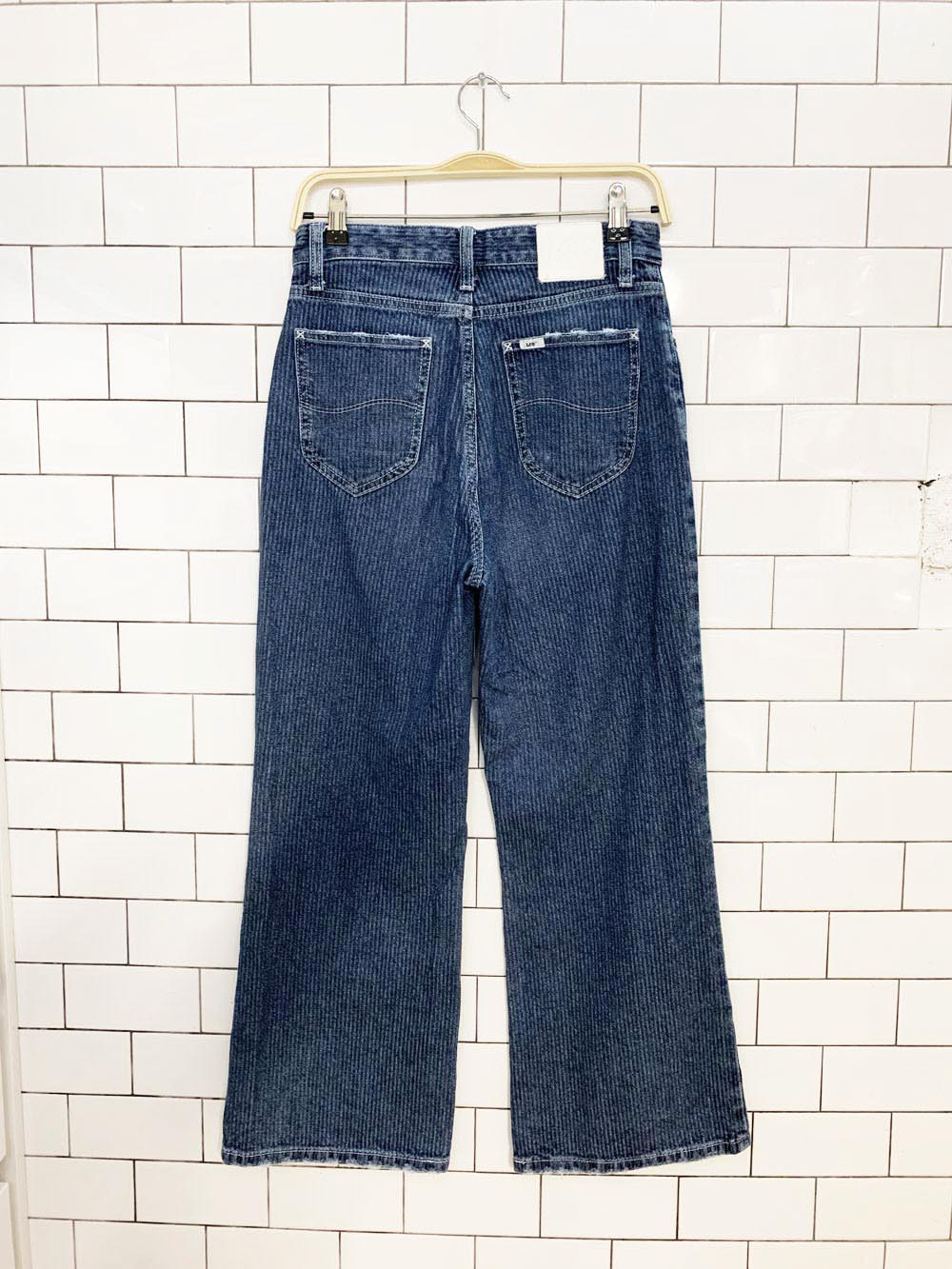 vintage 00s lee striped denim bootcut jeans