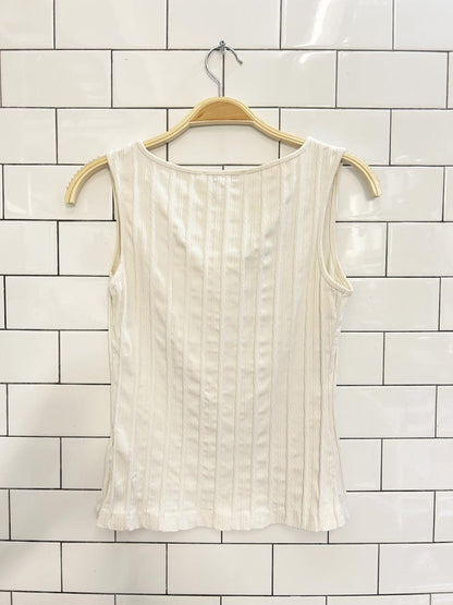 y2k anne fontaine square neck ribbed stretch tank - good market thrift store
