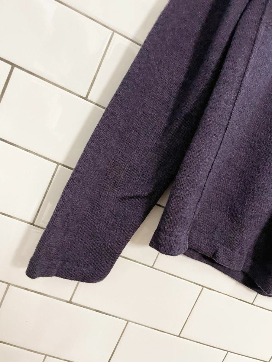 john varvatos merino wool blend lamb leather trim knit sweater | luxe - good market thrift store