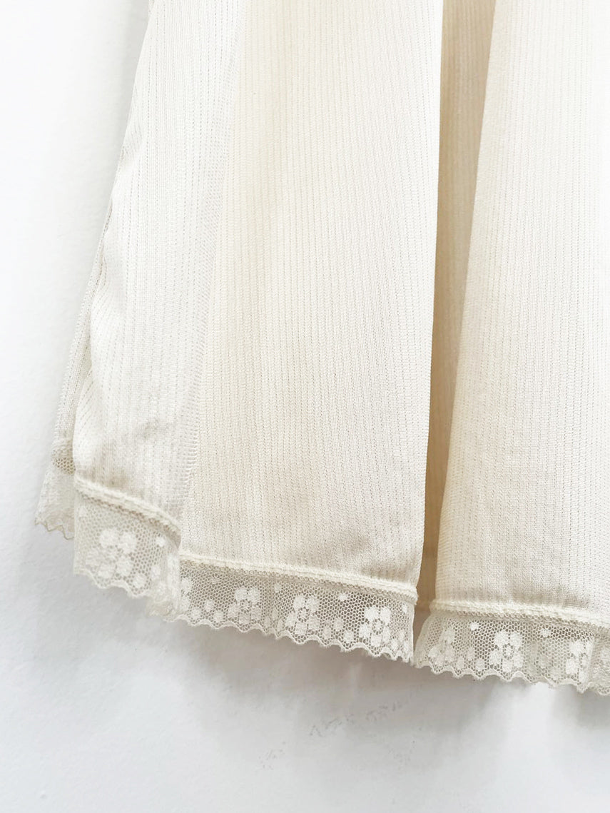 vintage montelle intimates minimal stripe lace trim sateen maxi slip skirt | made in canada