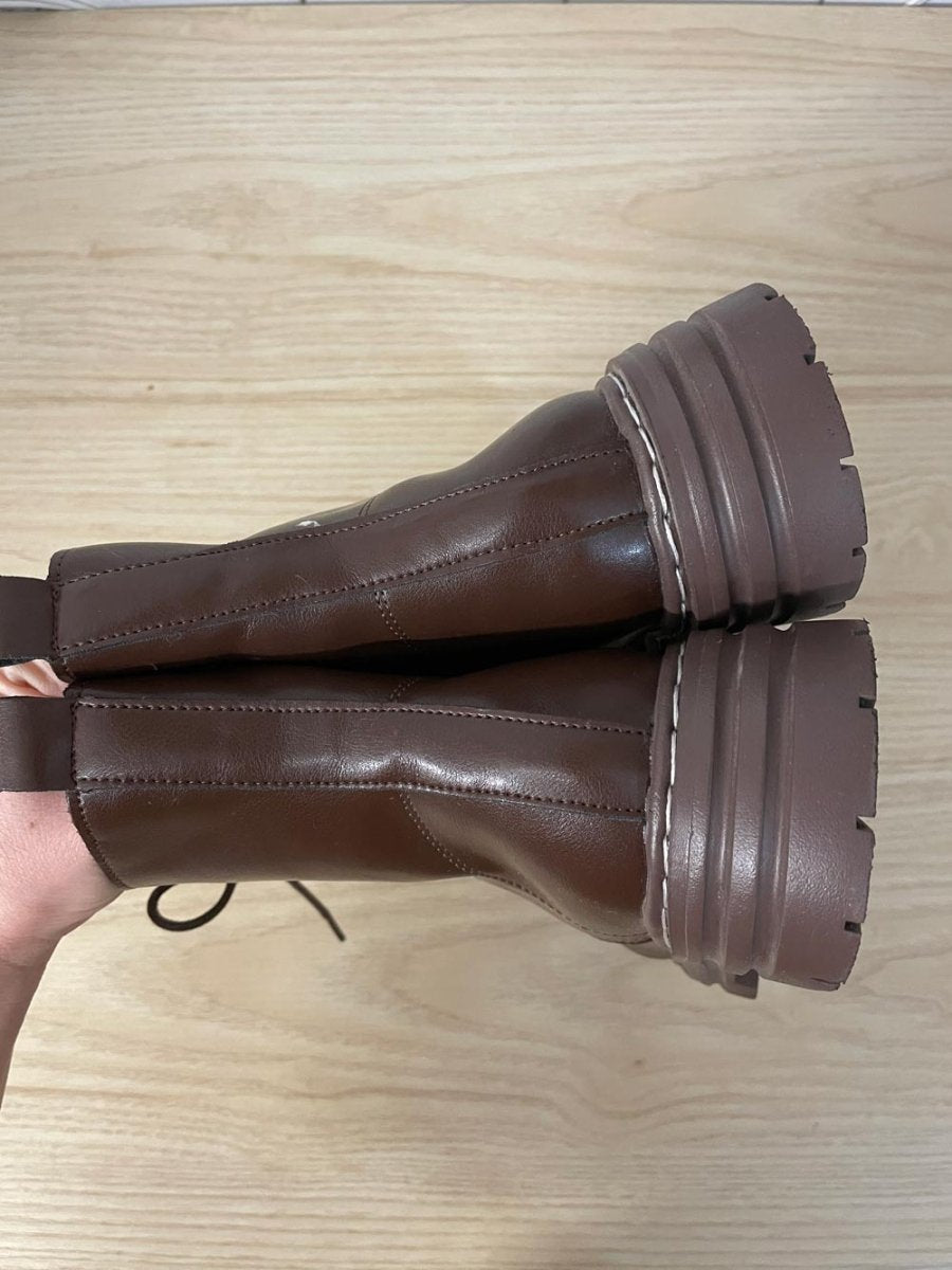 faux leather lace up combat boot - good market thrift store