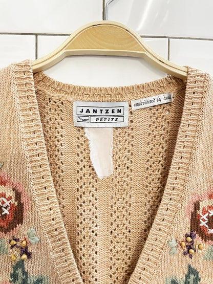 vintage 90s jantzen hand - embroidered floral knit vest - good market thrift store