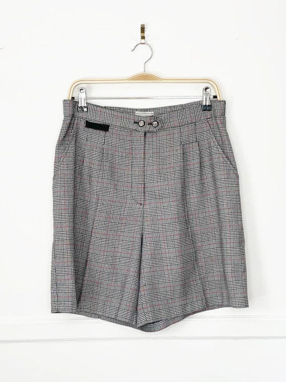 vintage natty houndstooth pleated high waist trouser shorts | made in usa