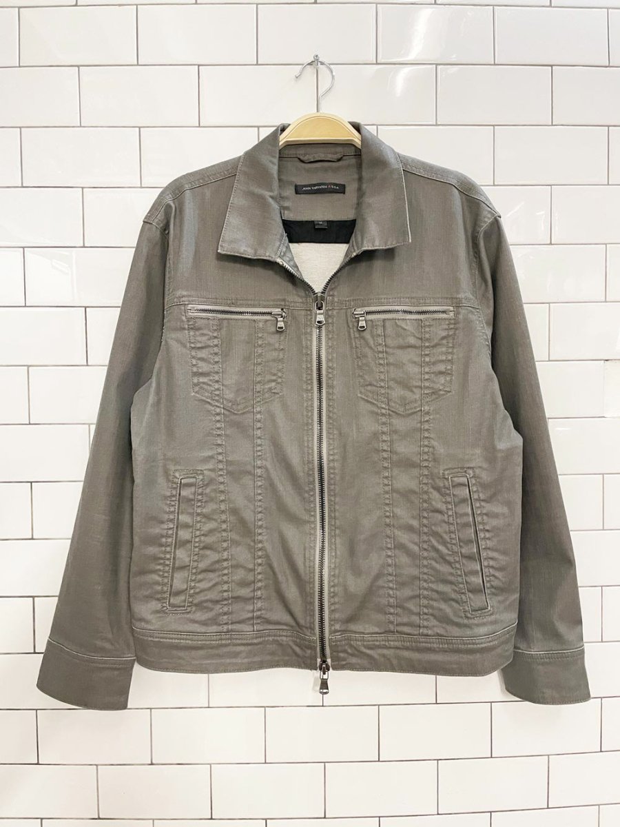 john varvatos stretch cotton full zip jacket - good market thrift store