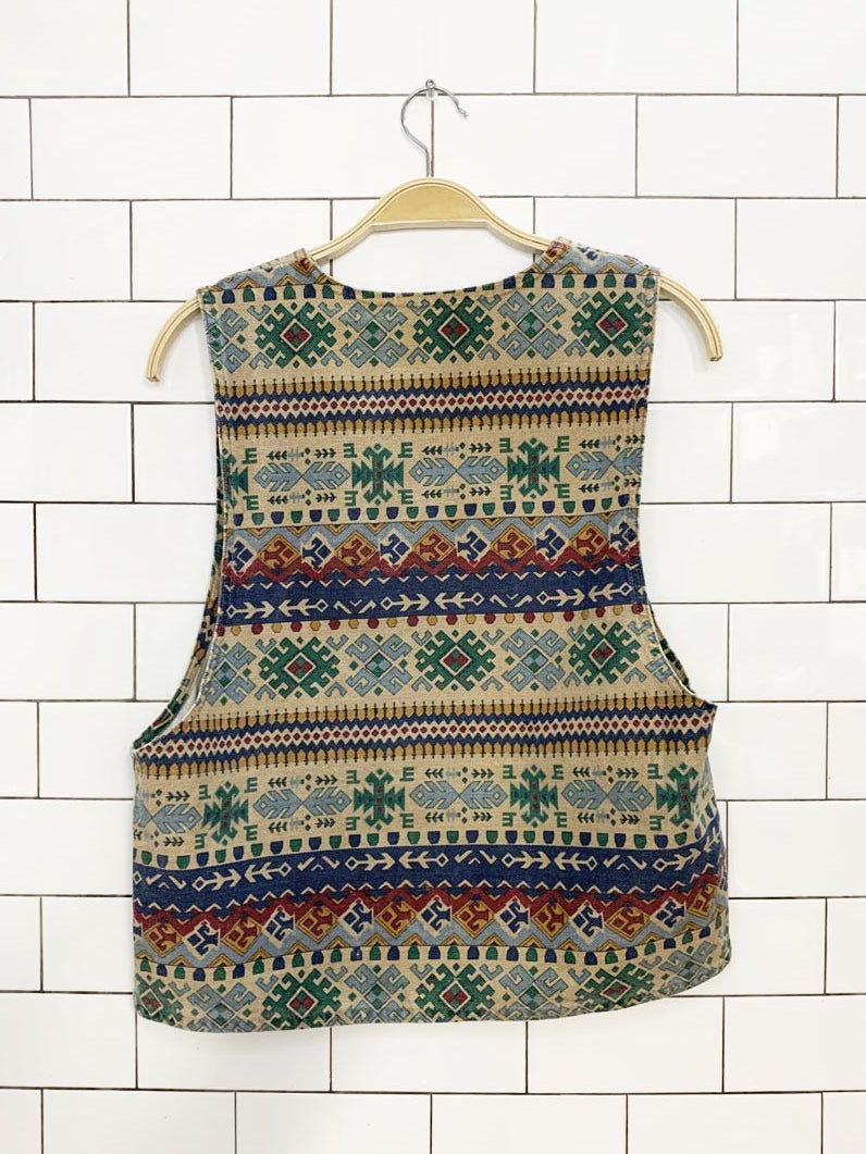 vintage 90s vivaldi jeanswear southwestern denim vest