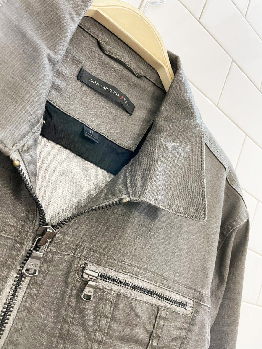 john varvatos stretch cotton full zip jacket - good market thrift store