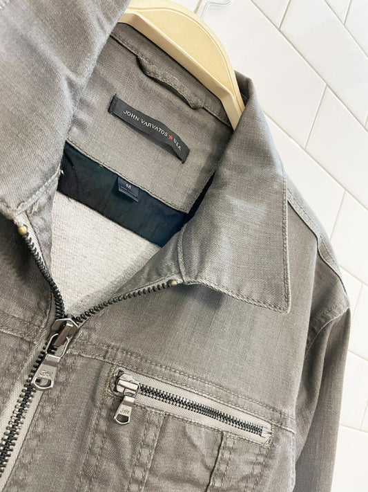 john varvatos stretch cotton full zip jacket - good market thrift store