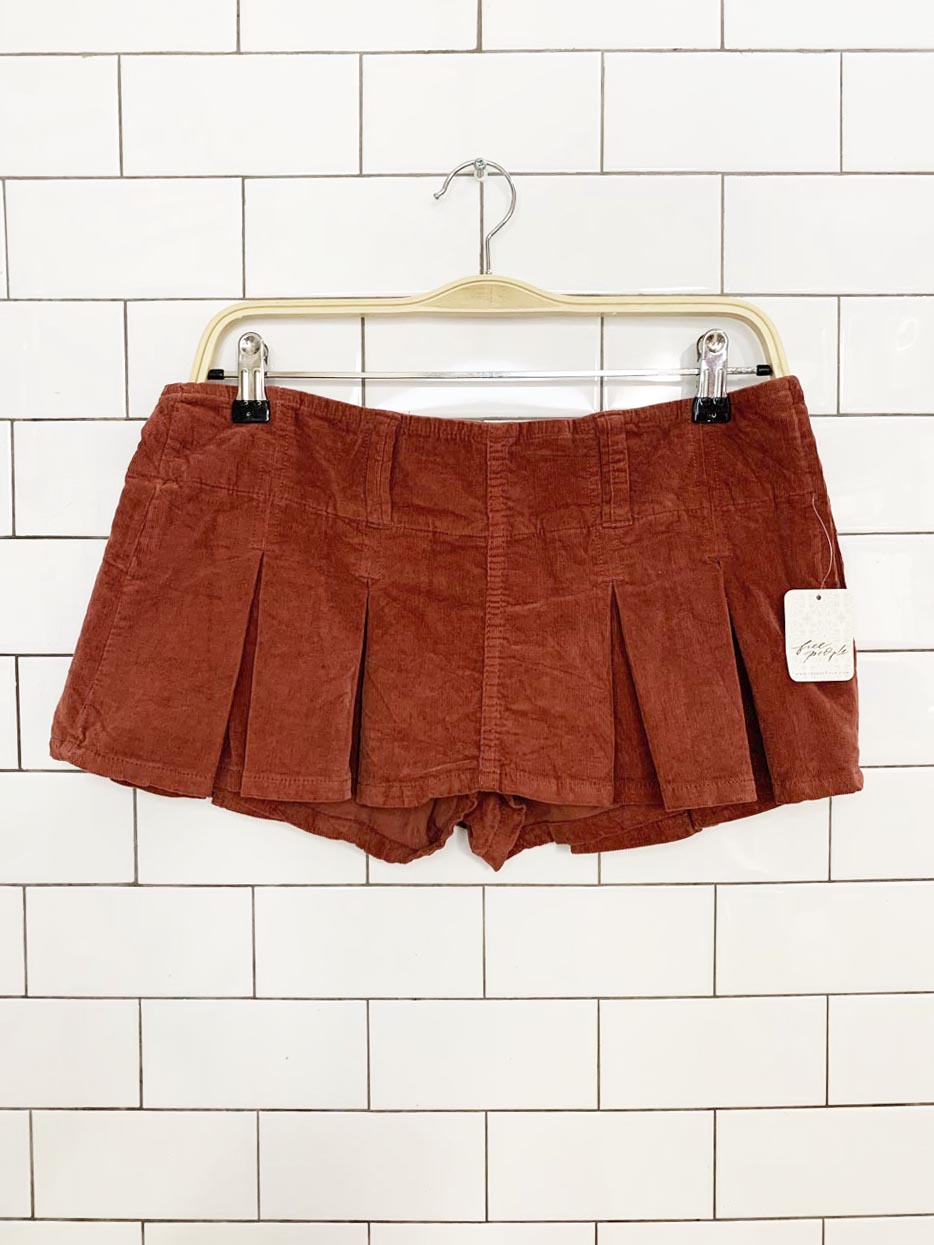 nwt free people corduroy pleated micro mini skort