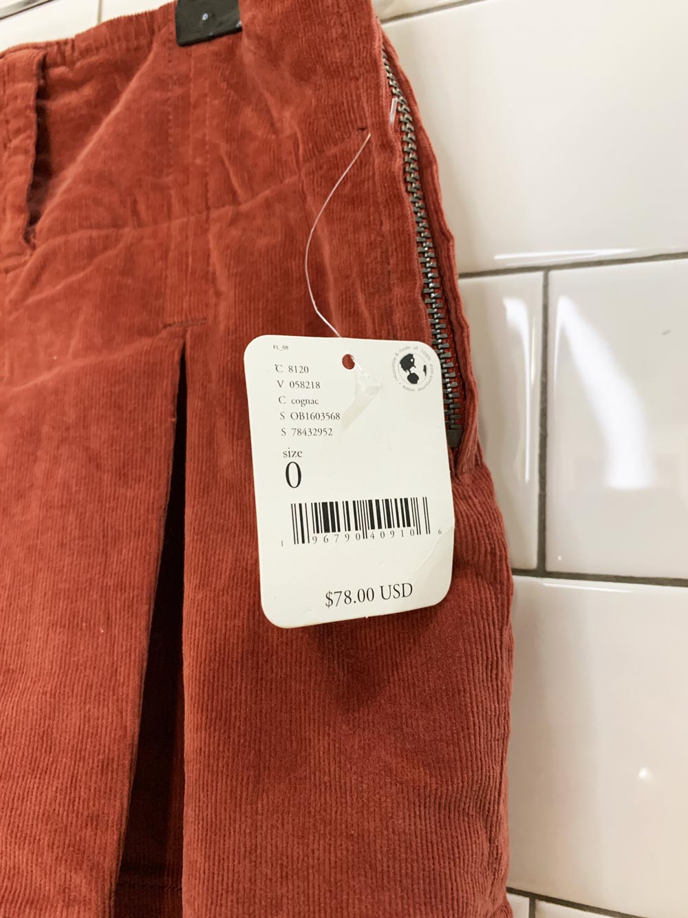 nwt free people corduroy pleated micro mini skort