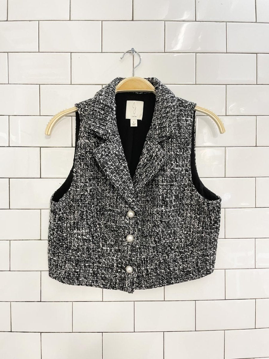 joie tweed pearl button chanel vest - good market thrift store
