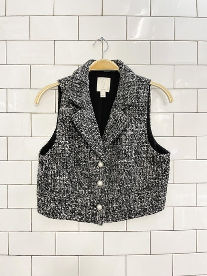 joie tweed pearl button chanel vest - good market thrift store