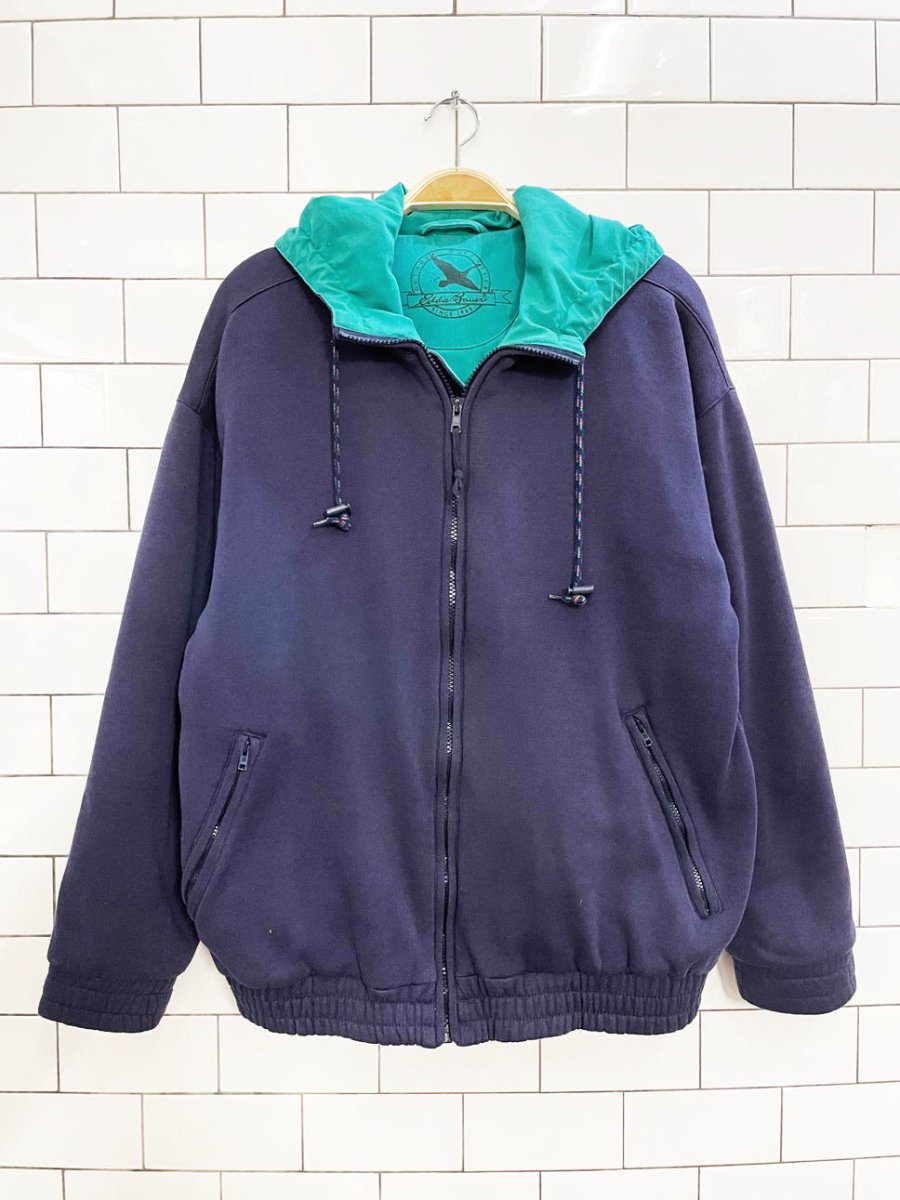 vintage 90s eddie bauer hooded cardigan sweatshirt jacket - good market thrift store