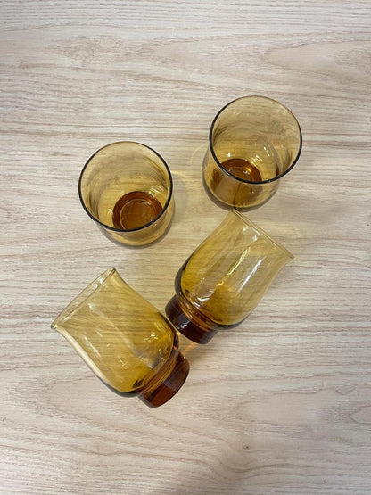 vintage amber glass curved cocktail glass - good market thrift store