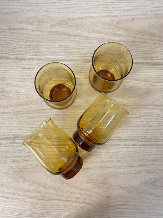 vintage amber glass curved cocktail glass - good market thrift store