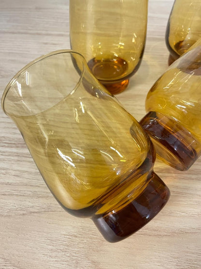 vintage amber glass curved cocktail glass - good market thrift store