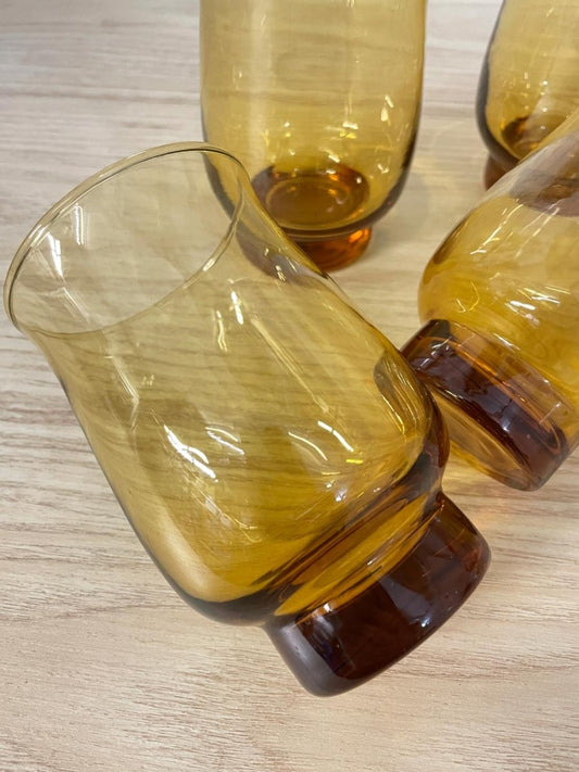 vintage amber glass curved cocktail glass - good market thrift store