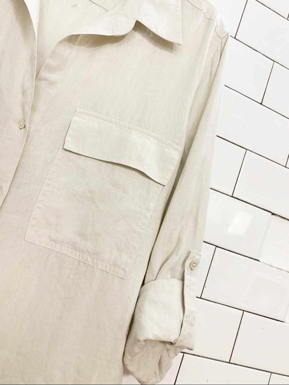 the group babaton 2026 100% linen full button utility shirt | aritzia