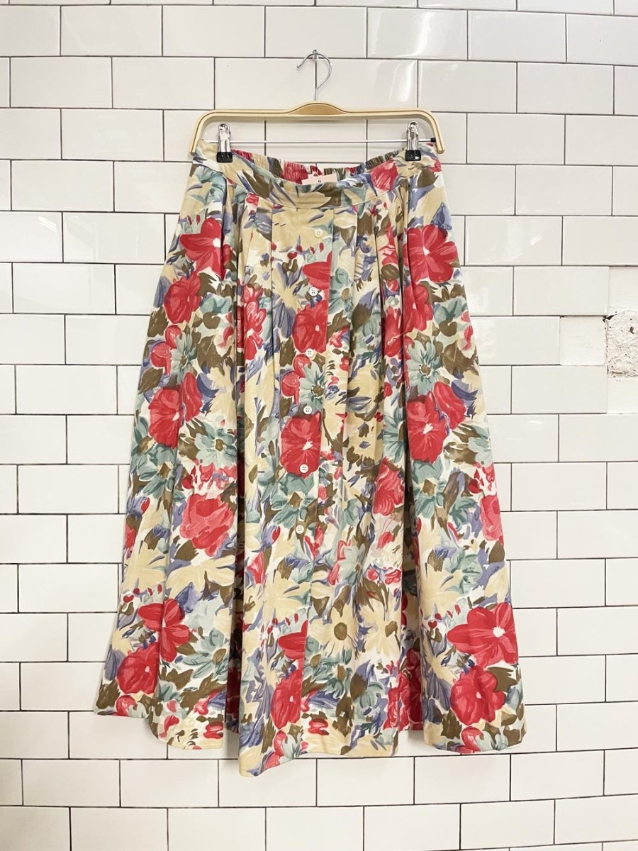 vintage 90s principles floral button midi skirt - good market thrift store