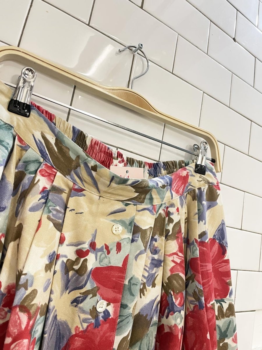 vintage 90s principles floral button midi skirt - good market thrift store