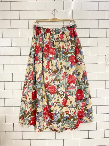 vintage 90s principles floral button midi skirt - good market thrift store