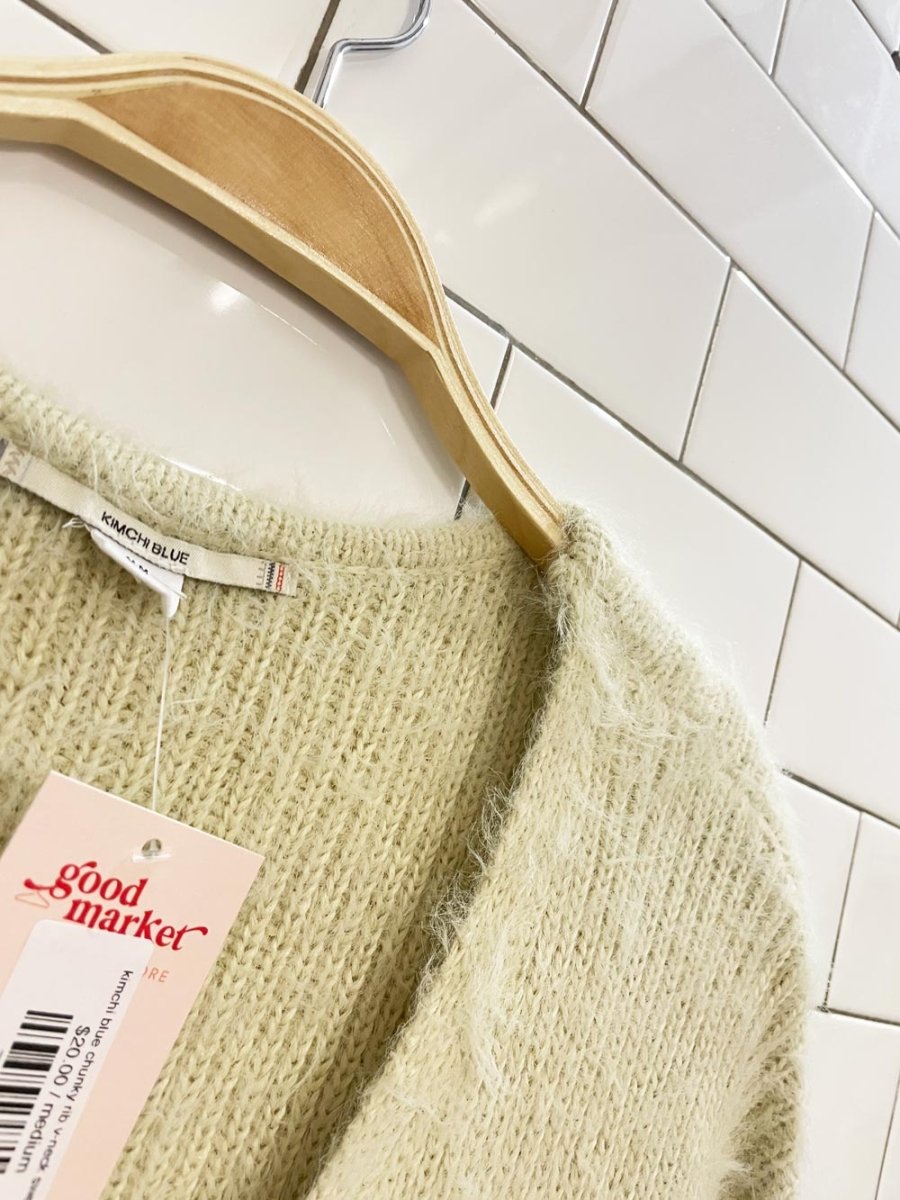 kimchi blue chunky rib v - neck sweater - good market thrift store