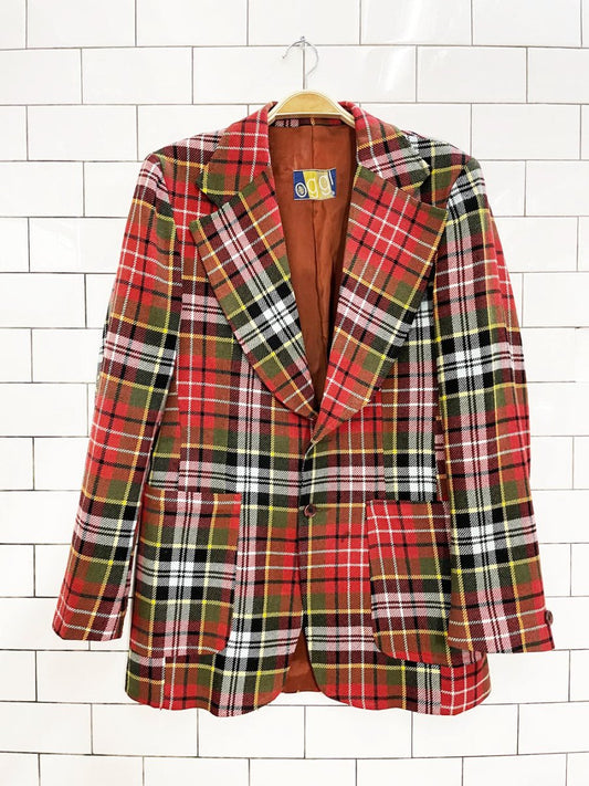 vintage oggi wool tartan plaid blazer - good market thrift store