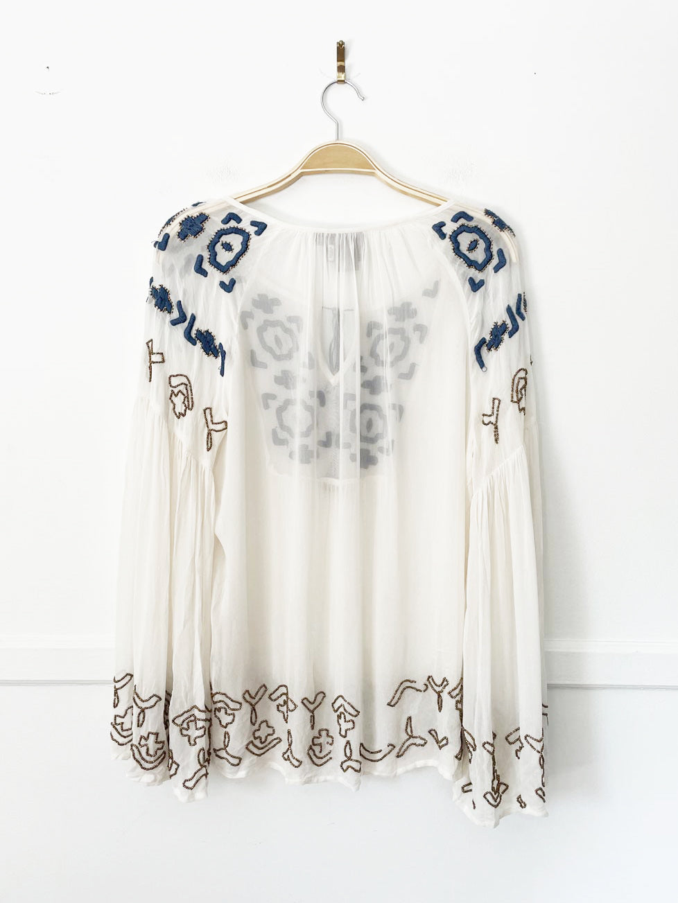 vanessa virginia diem beaded boho sheer flowy peasant top  | made in india | anthropologie