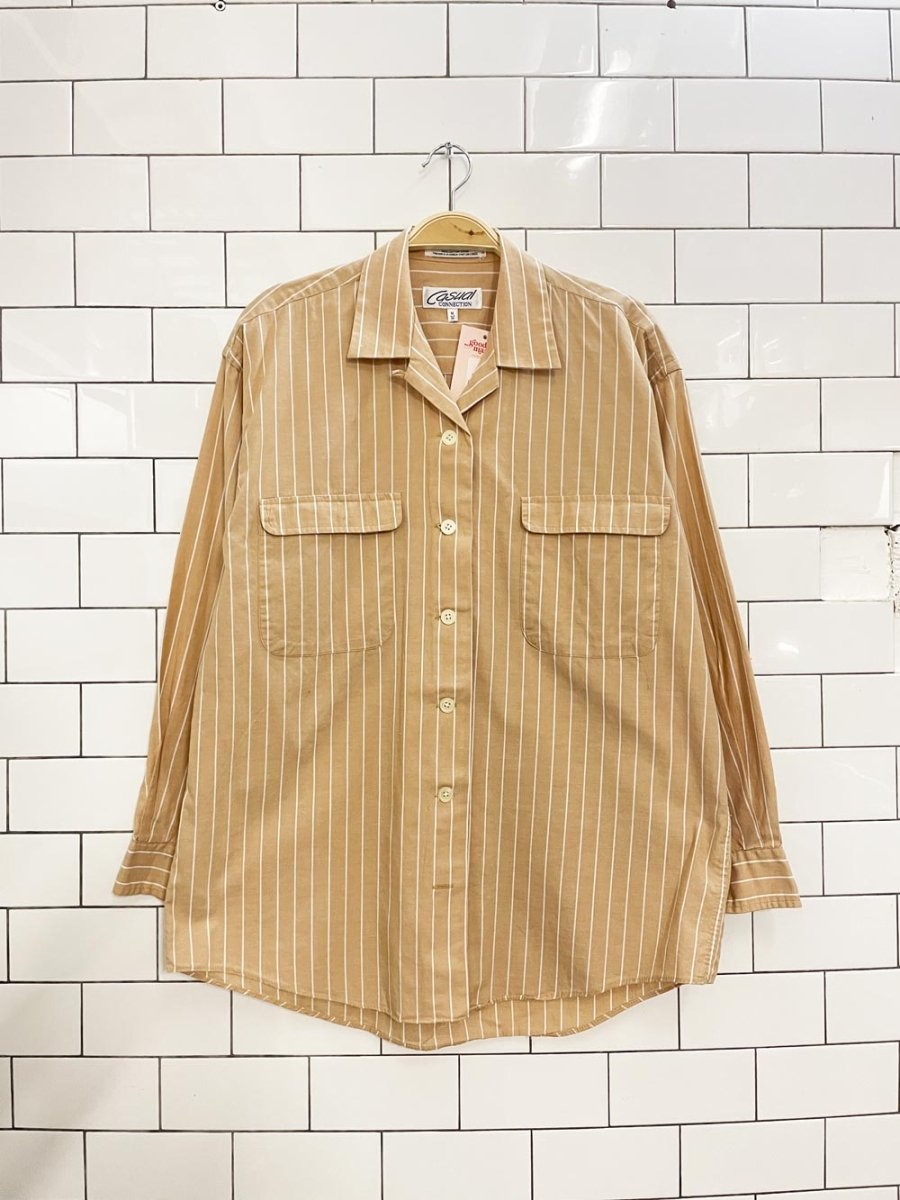 vintage 90s casual connection neutral stripe shirt - good market thrift store