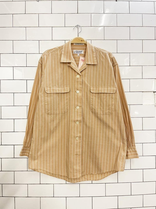 vintage 90s casual connection neutral stripe shirt - good market thrift store
