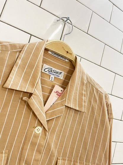 vintage 90s casual connection neutral stripe shirt - good market thrift store