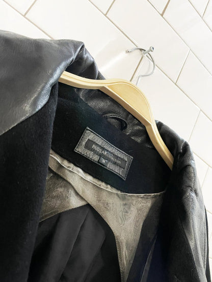 rudsak wool - blend short sleeve jacket with lamb leather - good market thrift store