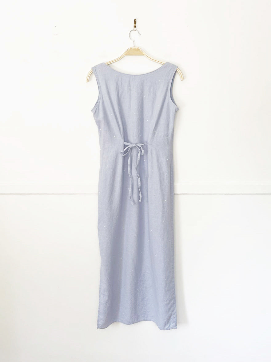 vintage view 100% linen embroidered maxi dress | norton mcnaughton