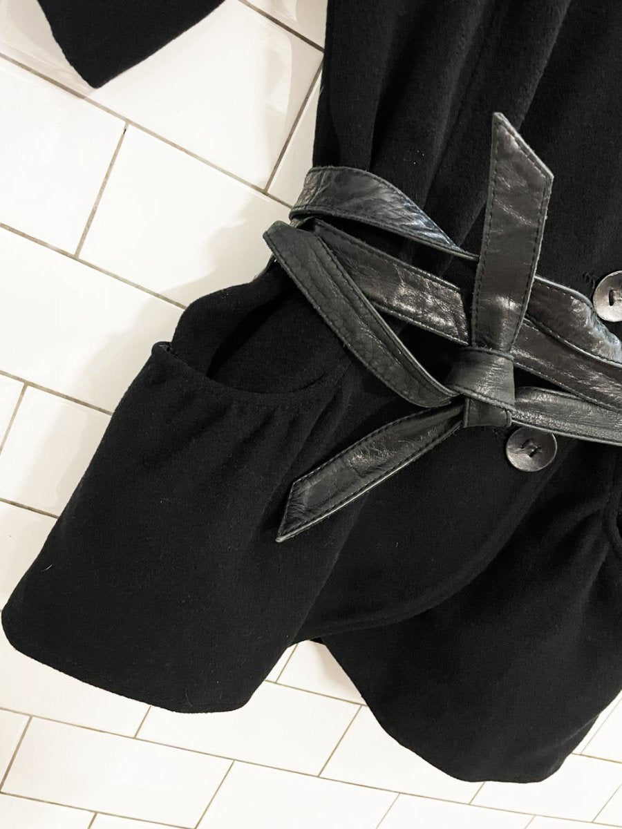 rudsak wool - blend short sleeve jacket with lamb leather - good market thrift store