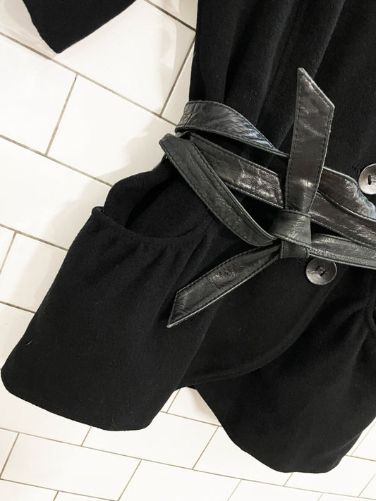 rudsak wool - blend short sleeve jacket with lamb leather - good market thrift store