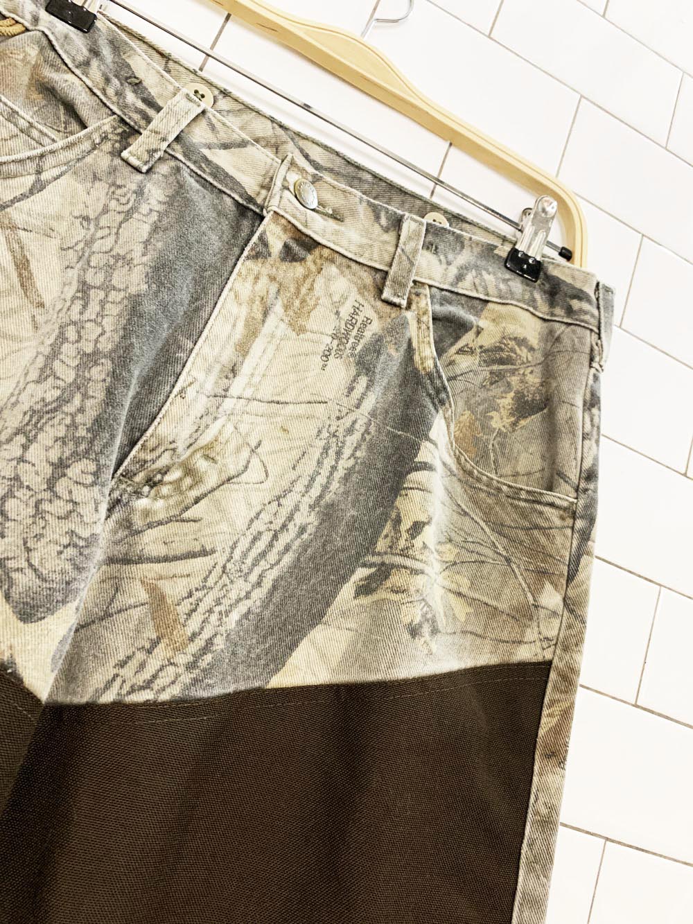 vintage wrangler rugged camo double knee two-tone realtree jeans