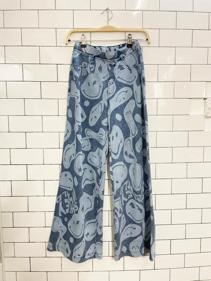 h&m x smiley super wide leg bleach dye jeans - good market thrift store