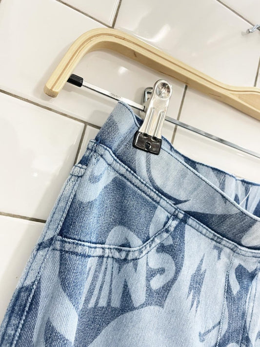 h&m x smiley super wide leg bleach dye jeans - good market thrift store