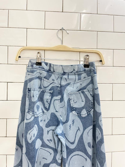 h&m x smiley super wide leg bleach dye jeans - good market thrift store