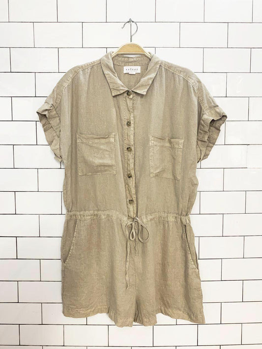 velvet graham & spencer 100% linen clare utility romper | made in usa | anthropologie