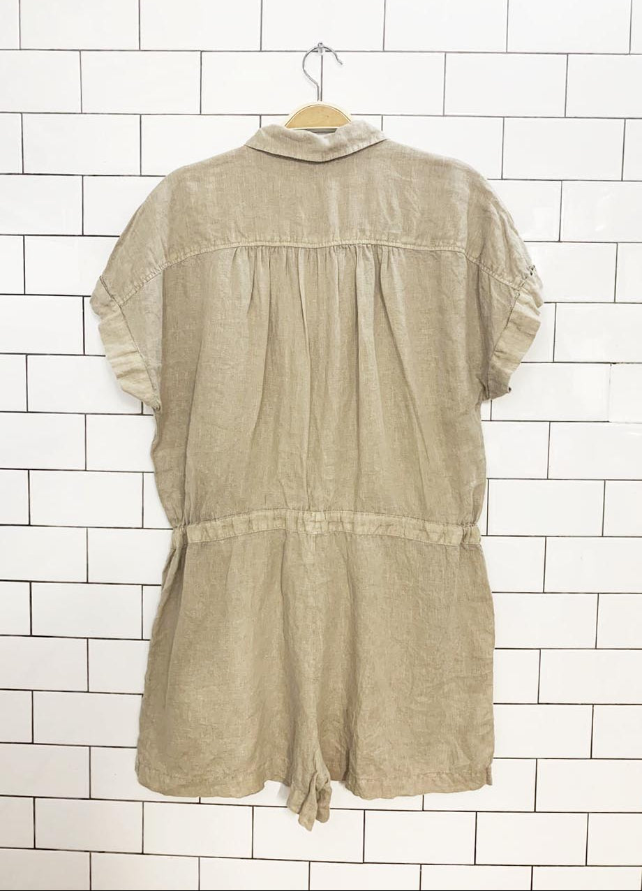 velvet graham & spencer 100% linen clare utility romper | made in usa | anthropologie