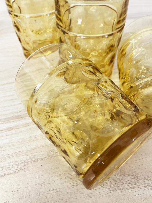 x4 vintage amber depression glass short tumblers - good market thrift store