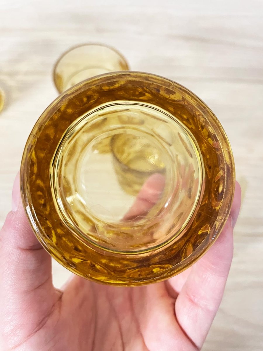 x4 vintage amber depression glass short tumblers - good market thrift store
