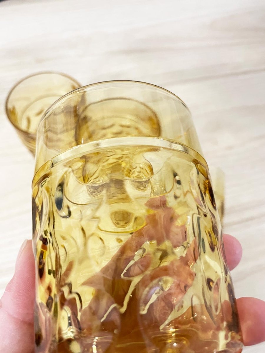 x4 vintage amber depression glass short tumblers - good market thrift store