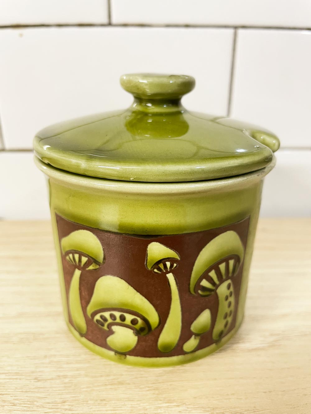 vintage japanese mushroom sugar jar - good market thrift store