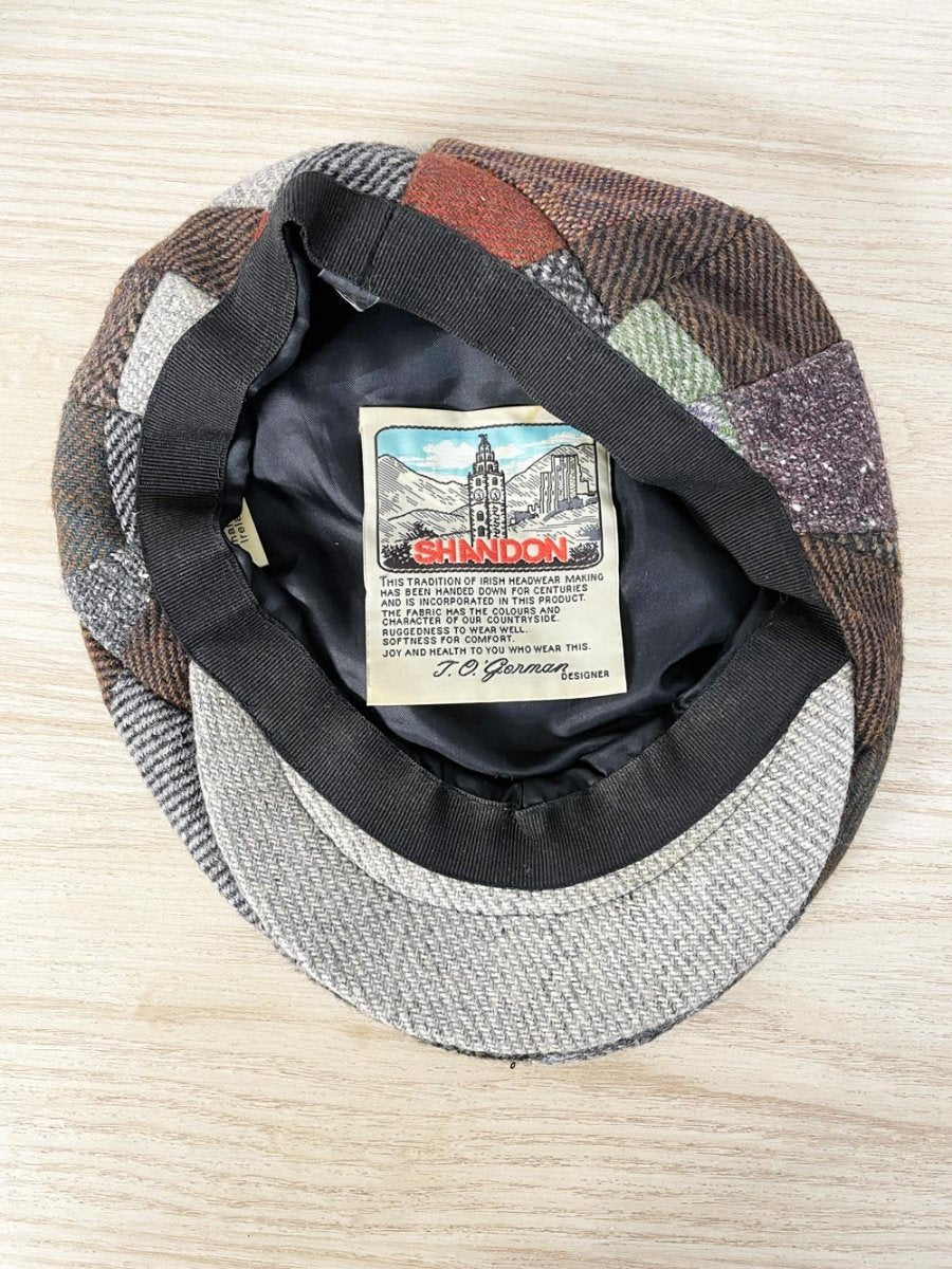 vintage shandon patchwork tweed wool flat cap - good market thrift store