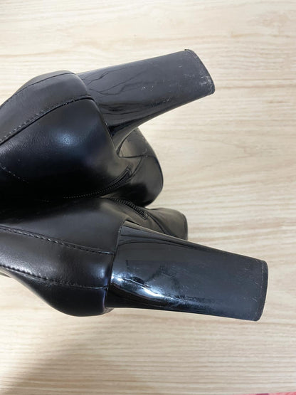 zara stretch patent sock heeled square toe boots - good market thrift store